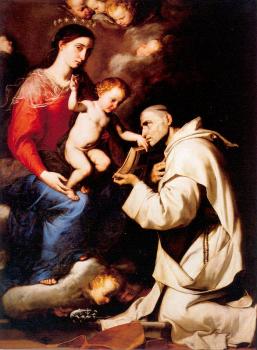 Jusepe De Ribera : The Madonna with the Christ Child and Saint Bruno